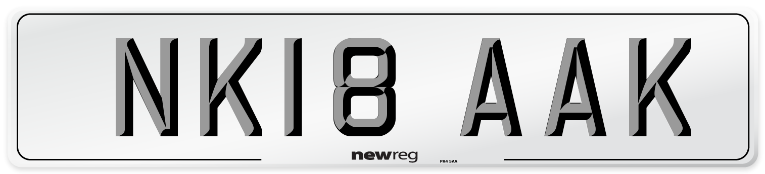 NK18 AAK Number Plate from New Reg
